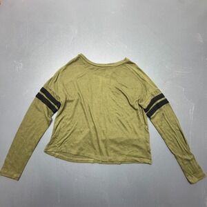 Aqua Athletic Shirt Women's XS Green Long Sleeve Striped Casual Stretch Tee